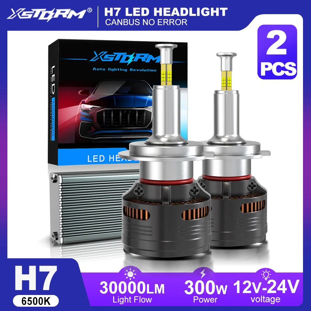XSTORM H7 LED Headlight Canbus H11 H1 9005 9006 H4 LED Light for Car 30000LM 300W 360° Auto Headlight With Fan Turbo Diode Lamp
