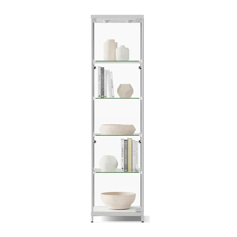 custom.Tower Aluminum Frame Display Modern Jewelry Glass Showcase with Led Light