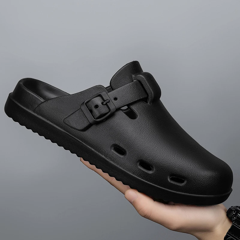 

Мужские резиновые сабо, сандалии без шнуровки, летняя пляжная садовая обувь, дышащие удобные тапочки