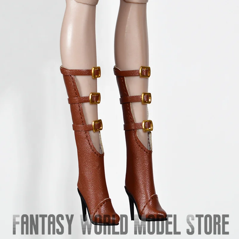 Botas de diseño hueco frontal de cuero para mujer, modelo de tacones altos finos, escala 18BX 1/6, ajuste de figura de acción FR2 de 12 ", juguete corporal
