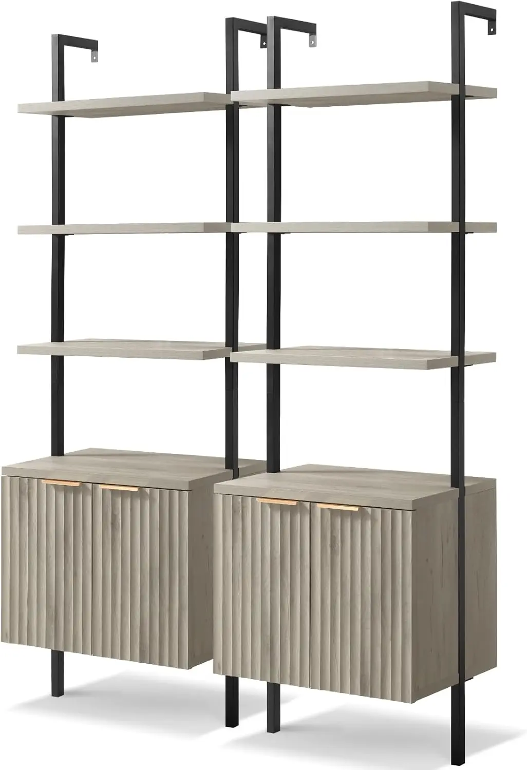 

Bookshelf, Ladder 5 Tier Open Bookshelf, Tall Book Shelf with Cabinet, Wall Mount Bookshelves with Display Rack, Bookcase with