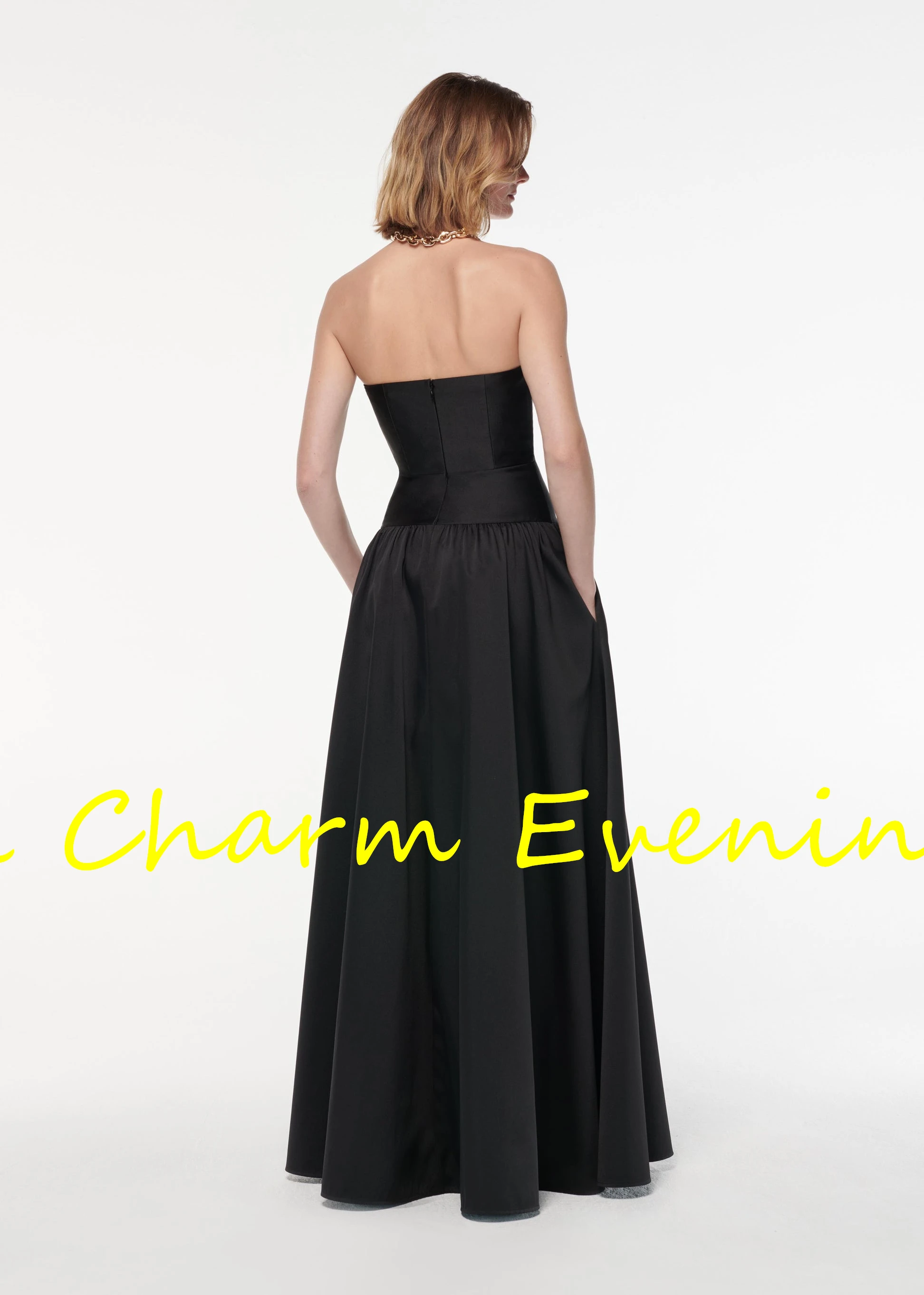 Classic A-Line Floor Length Strapless Jersey Sleeveless Pleats Evening Dress Temperament Photo Color فساتين سهره نسائيه فخمة image 4