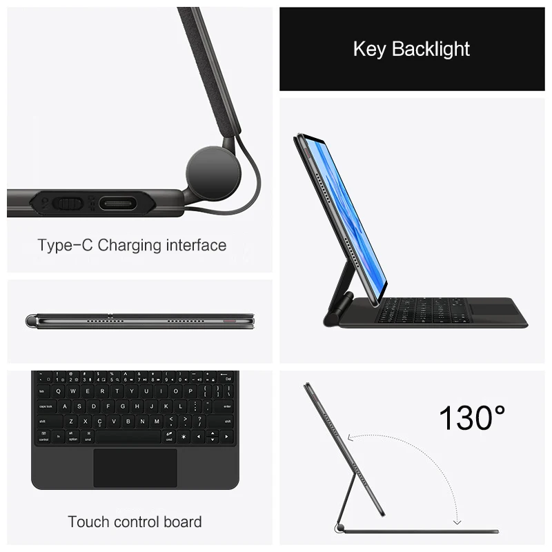 Imagem -06 - Huwei-teclado Mágico Backlight para Tablet Huawei Capa Inteligente Matepad Pro 11 2023 2024 Got-al09 W09 W29 Al19 Xyao-w00 Al09