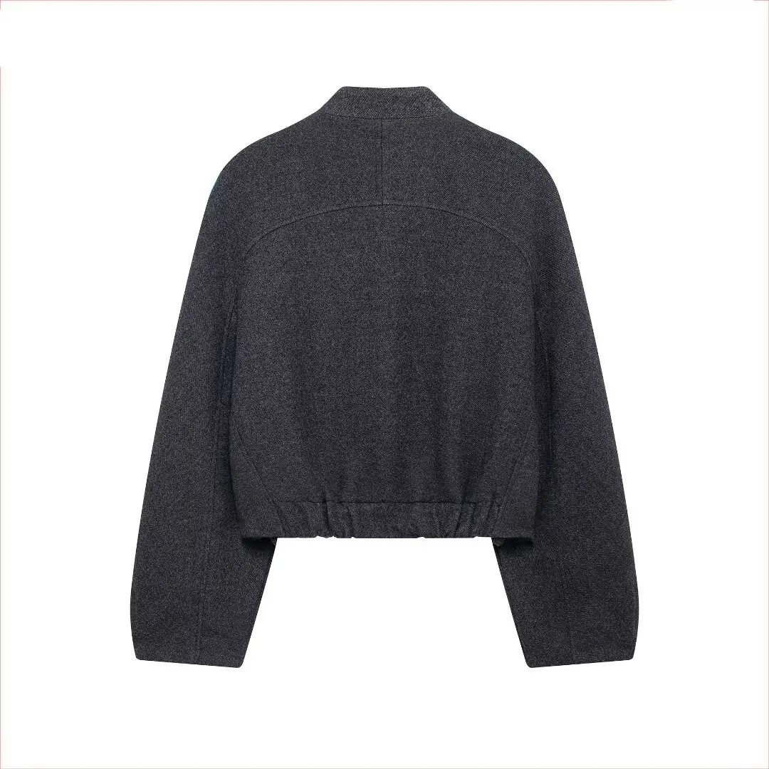 유행 간단한 짧은 파일럿 재킷 코트 여성 가을 ​​새로운 도착 2024 우아한 루즈 피트 나비 매듭 장식