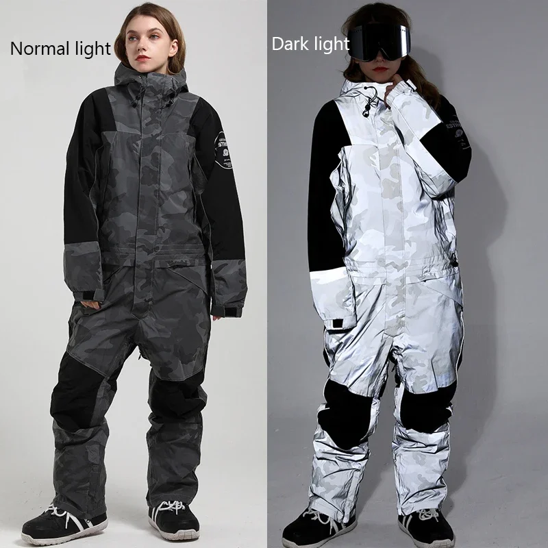 2024 Hooded Women One Piece Snow Suit Waterproof Man Ski Overalls Mountain Sport Female Snowboard Jupsuit Heated Men Tracksuits