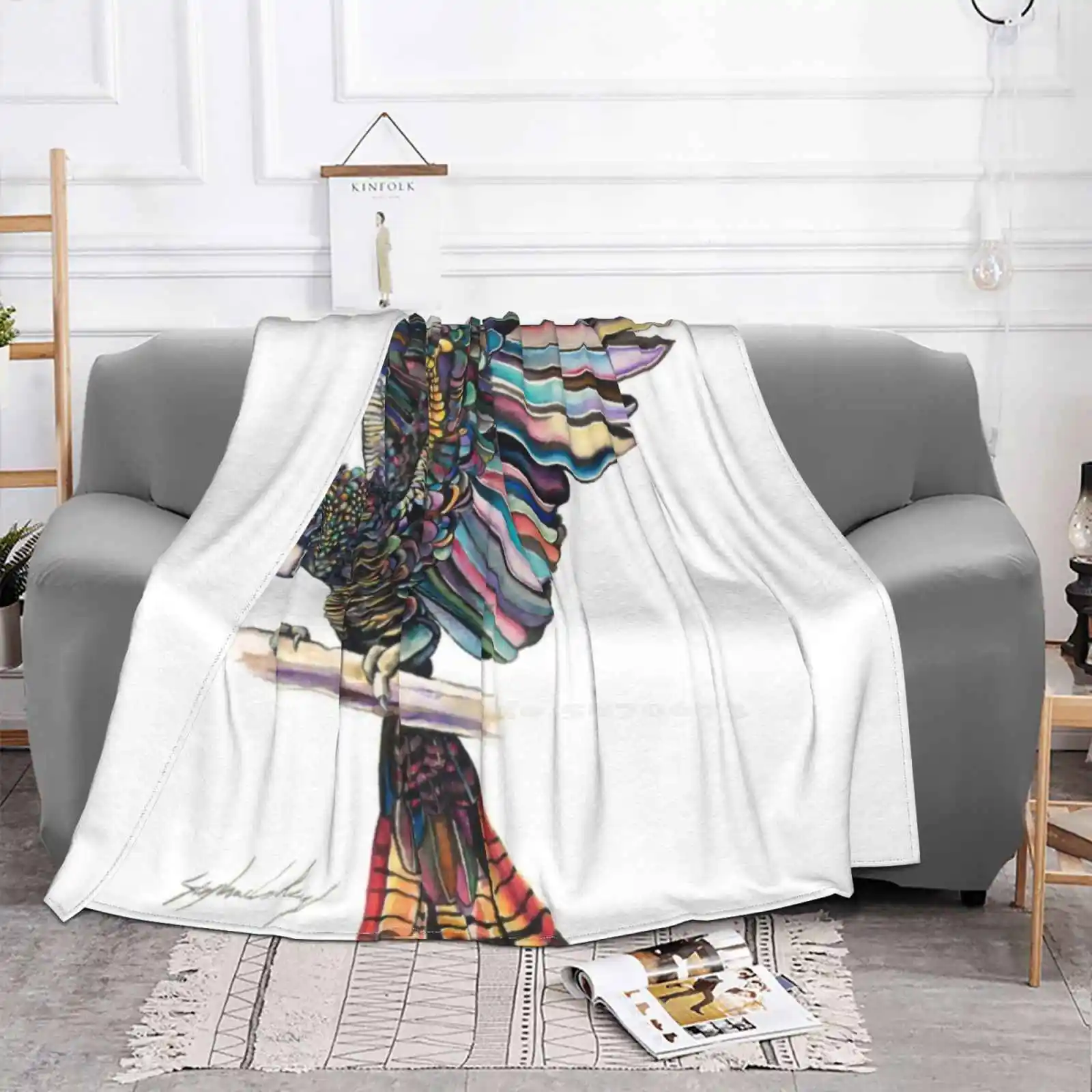 All A Flutter Fashion Soft Warm Flannel Blanket Black Cockatoo Australian Native Parrot Bird Rainbow Watercolour Animals