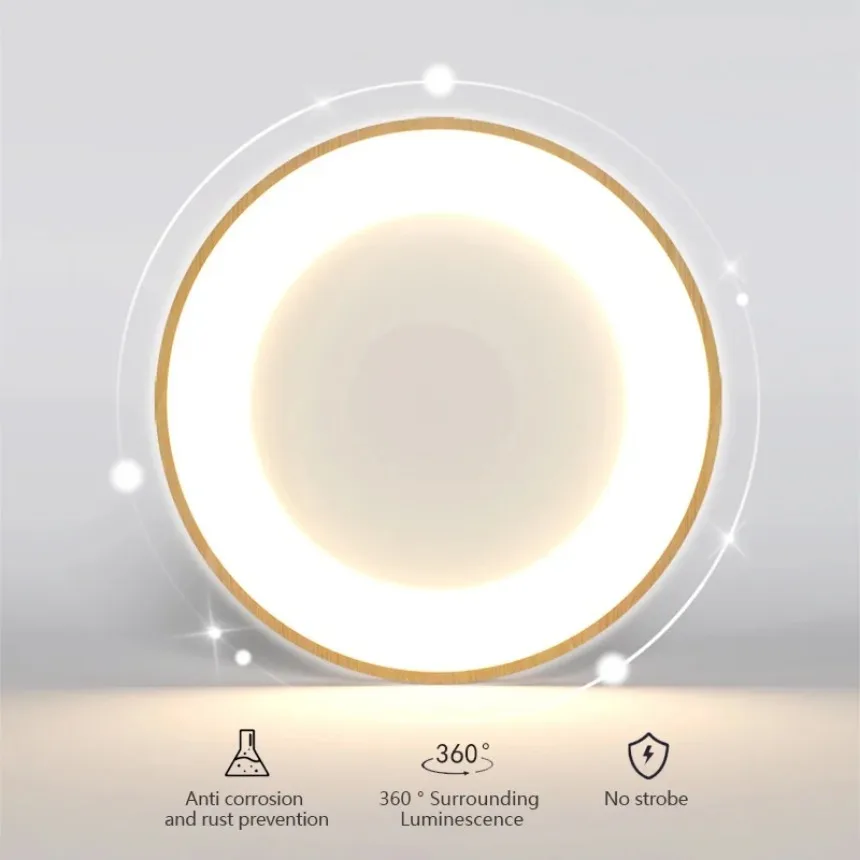 Kreisförmige LED-Decken leuchte d60cm übergroße moderne minimalist ische Holzmaserung Haupt licht Wohnzimmer Schlafzimmer Studie Dekoration Beleuchtung