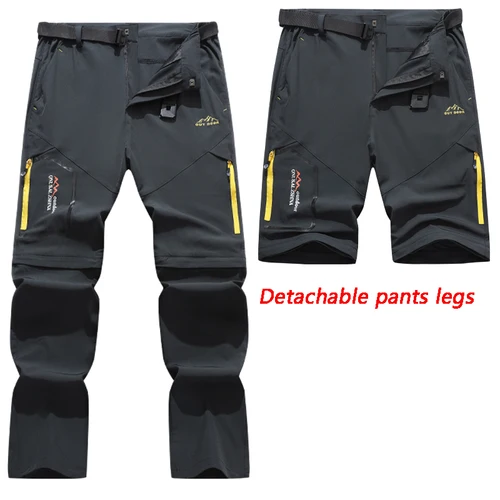 Pantalones de secado rápido para exteriores para hombre, pantalones deportivos con piernas desmontables, ligeros y transpirables, pantalones elásticos informales para senderismo y viajes
