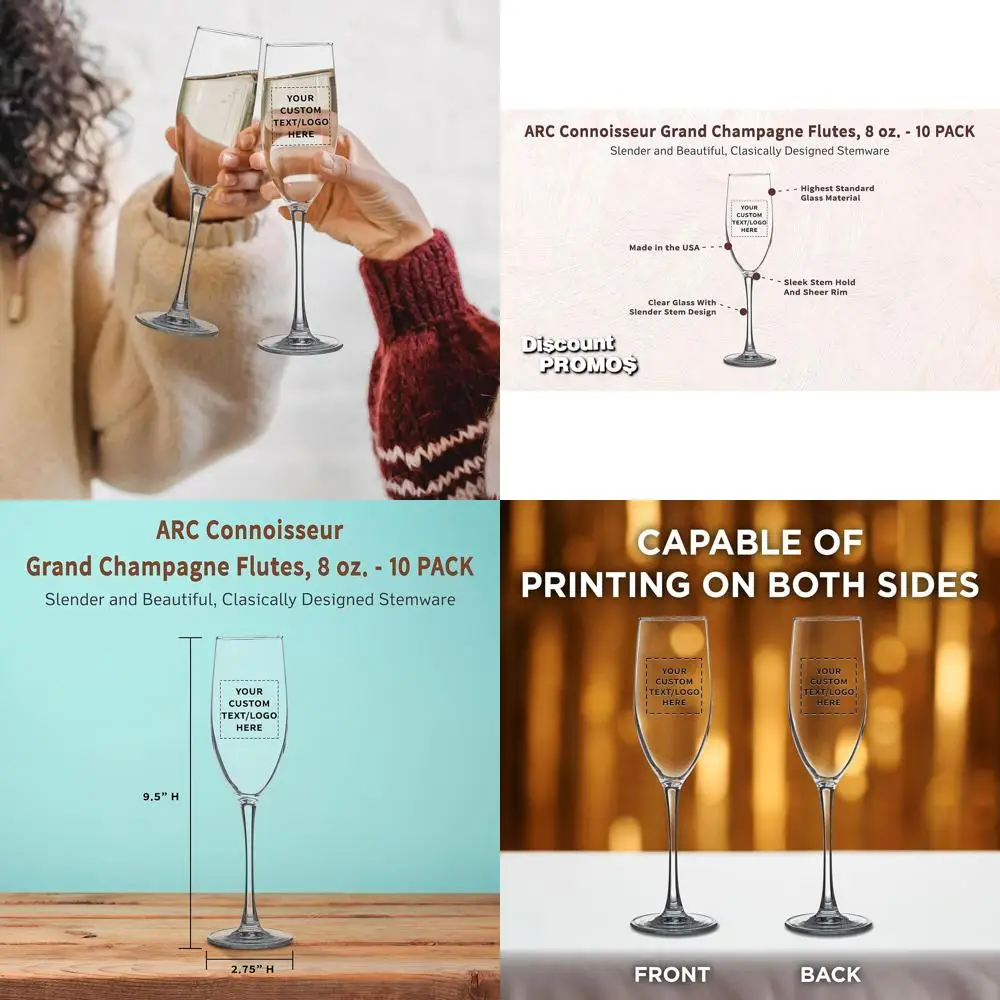 

Набор из 10 персонализированных стаканов объемом 8 унций. Прозрачные бокалы для шампанского — идеально подходят для свадеб, мероприятий и промо-подарков.
