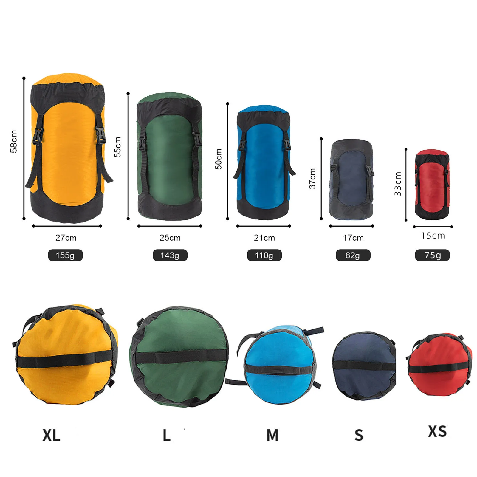 Outdoor Waterproof Sleeping Bag Compression Stuff Sack Camping Storage Compression Bag Sack for Backpacking Travel Hiking