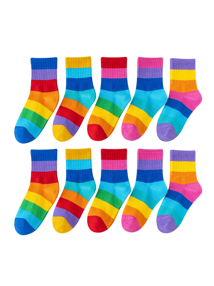 5 Pairs of Letter C Children's Socks, Spring and Autumn Mid-Calf Socks, Sports Mid-Calf Socks, Student Socks, Sports Socks, Green Trendy Socks, Student Socks