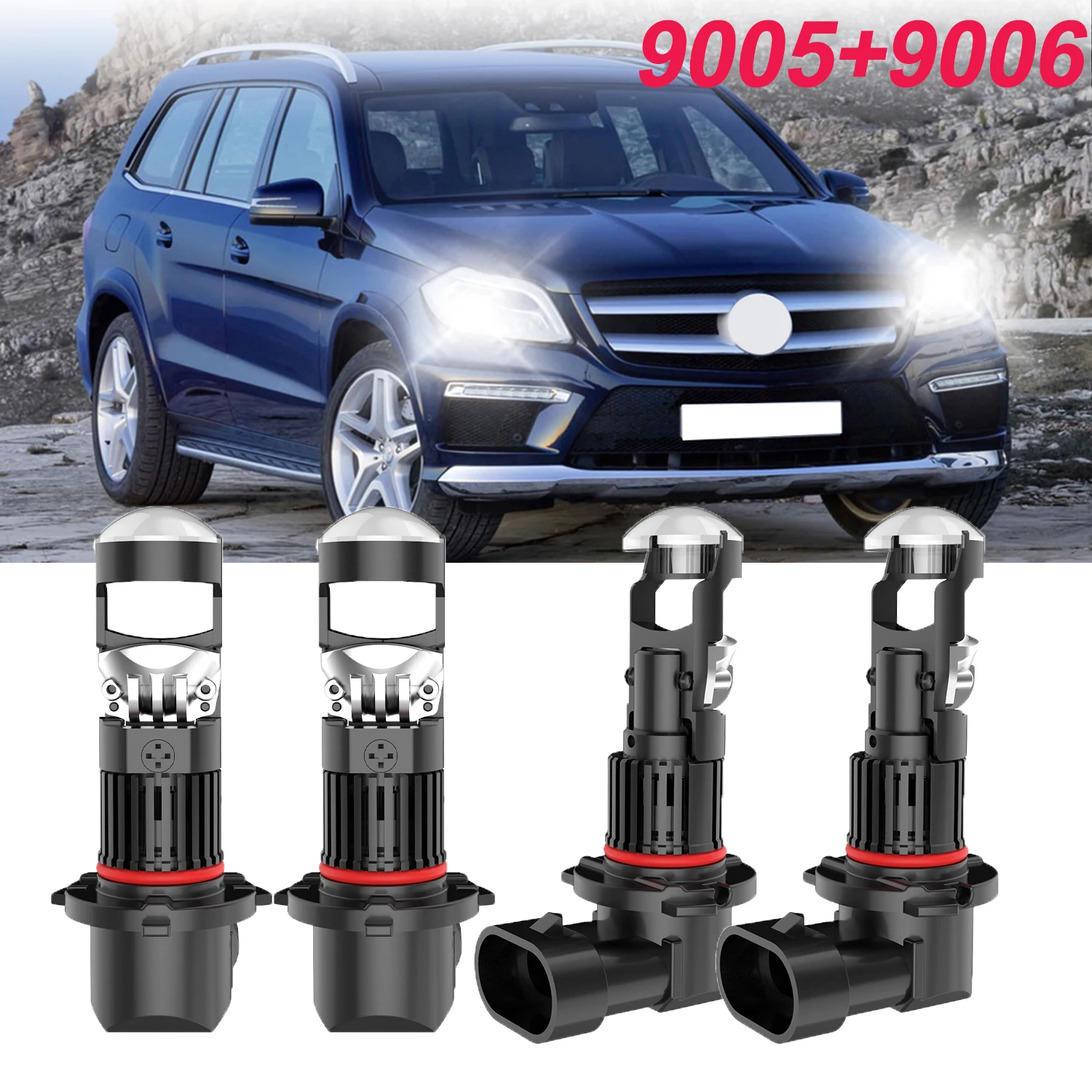 

Universal Car Motorcycle 9005 9006 LED Projector Lens 15000LM 6000K White Mini Lens Led Light Bulbs