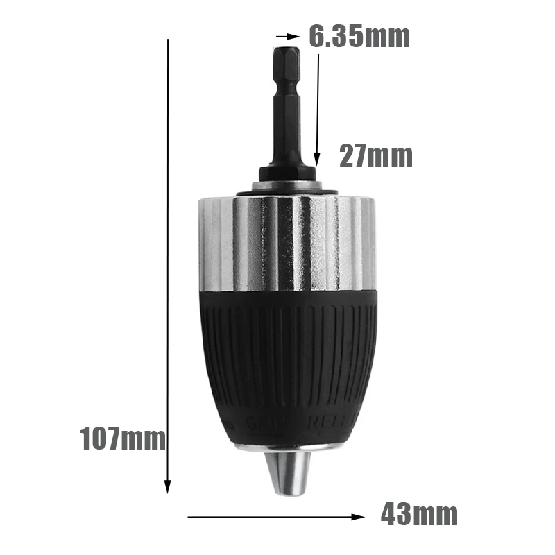 1.5-13mm Clamping Range 3/8-24UNF Self-locking Keyless Adapter Impact Hexagonal Handle Keyless Electric Drill Chuck Driver Tool