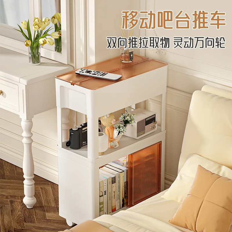 Formwell-Movable Storage Cabinet, Slid Door Design, Flip-Top Storage Unit, Fit for Living Room, Bed Room, Kitchen