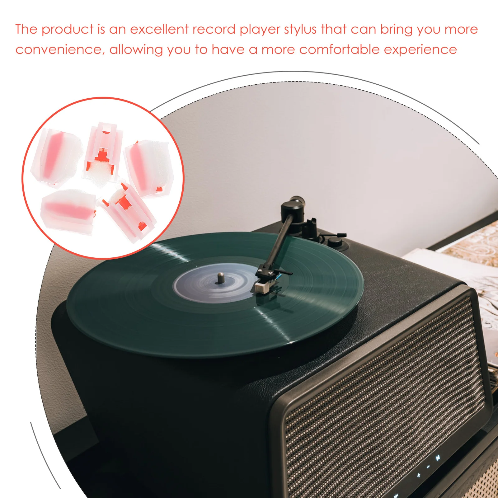 

5Pcs Plastic Record Player Stylus Needles Easy Install Compatible with Standard Turntables Long-Lasting Stylus for Vinyl