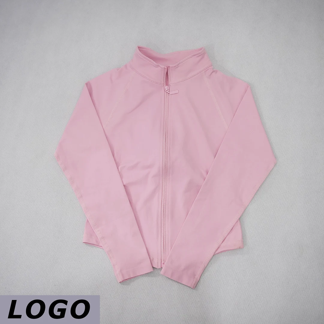 DF LOGO Women Zip Up Sports Jacket Slim Tight Long Sleeve Warm Cardigan Coat Yoga Workout Running Gym Fitness Activewear