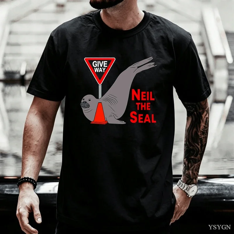 Neil The Seal T-Shirt Summer Pure Cotton T-Shirts For Man Print Tshirts Short-Sleeved Vintage Tees Aesthetic Harajuku Streetwear