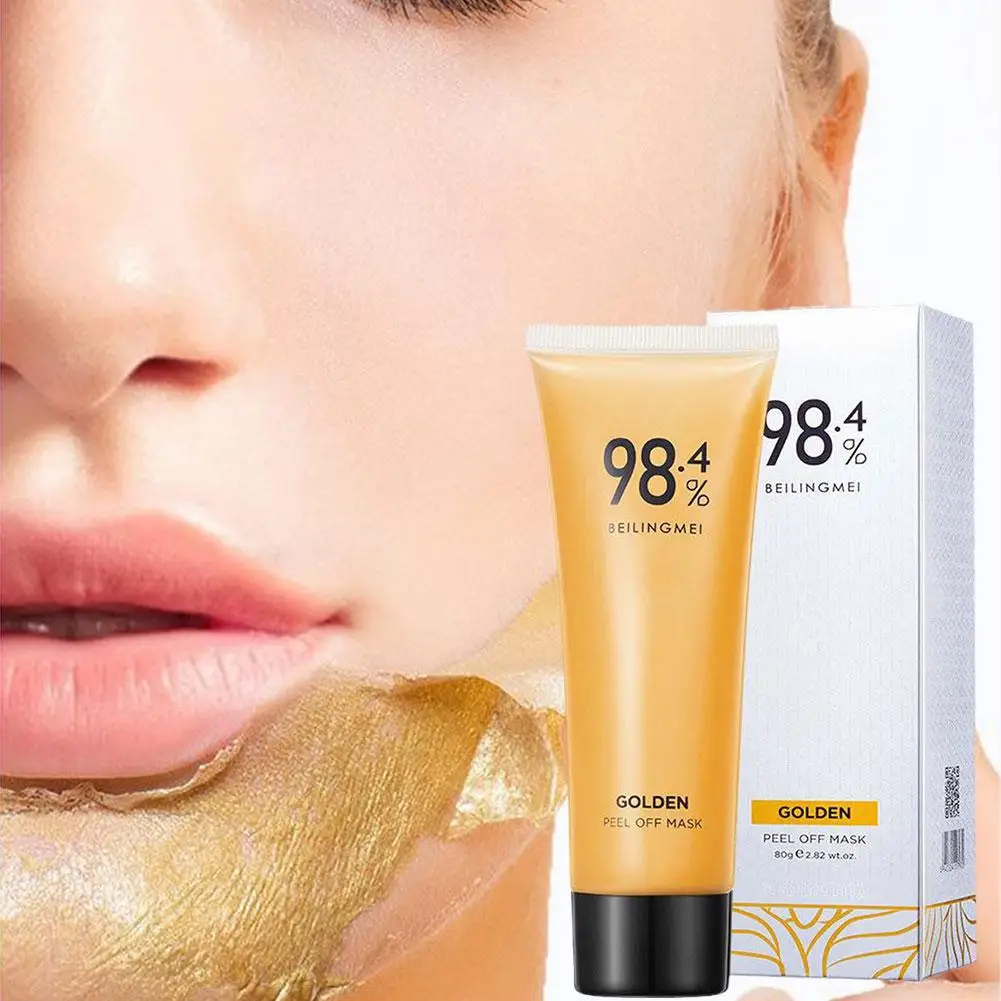 Mascarilla Facial Gold Peel de 80g para niña, limpia puntos negros, aclara profundamente los poros de la nariz, limpia y perfecciona los poros