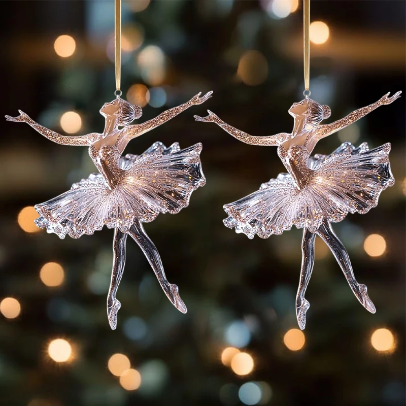 Adorno navideño de bailarina brillante, adorno de danza de bailarina acrílica, adorno de ballet de cristal para decoración del hogar de fiesta de Navidad