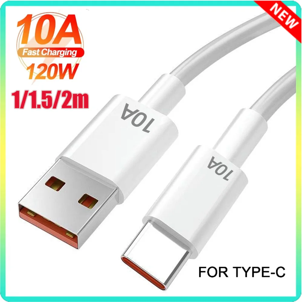 New 120W 10A Type C Fast Charging Cable For Xiaomi/Huawei Mate 50 Honor Quick Charge USB C Cables Phone Wire Data Cord 2024 New