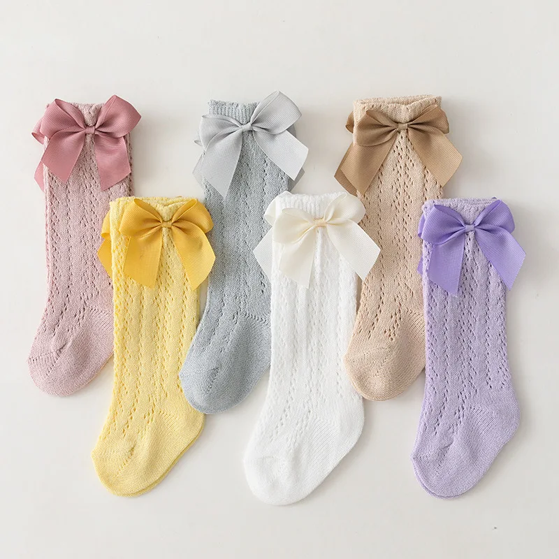 

Modamama Spanish Style Baby Socks Summer Mesh High Knee Long Socks Anti Mosquito Soft Cotton High Tube Baby Socks For Newborn