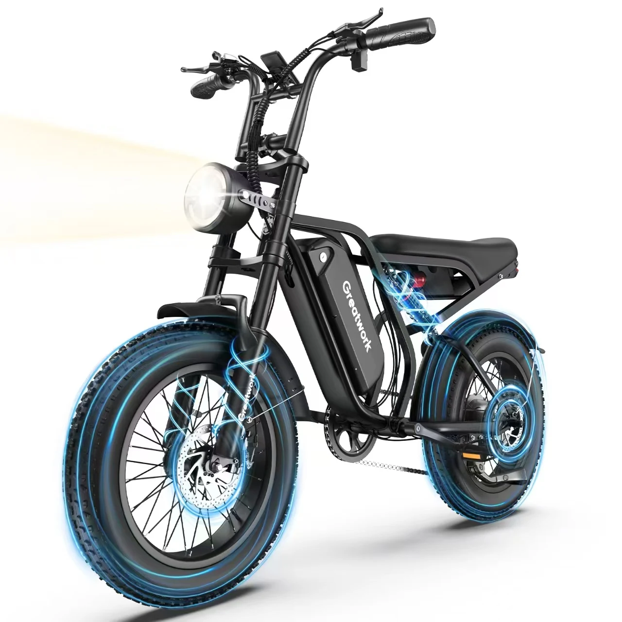 Electric Bicycle Moped Style Electric Bike 2500W Peak Motor 48V 25Ah Battery 20x4 Fat Tire Full Suspension Moto E-bike R8 image 3