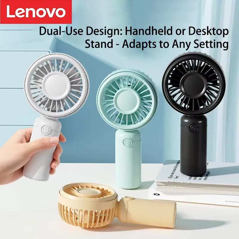 Lenovo Mini Fan Portable USB Rechargeable Quiet Fans Table Makeup Eyelash Cooler Kids Outdoor Office Travel Air cooler Fan