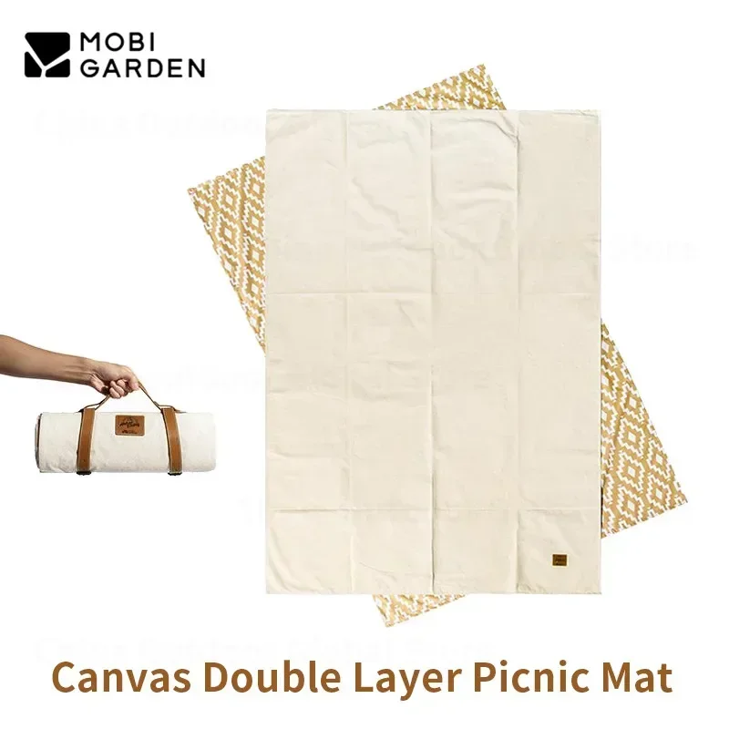 MOBI GARDEN Camping Picnic Mat Folding Portable Canvas Double Layers 2kg Family Outdoor Moisture-proof Mattress Sleeping Pad