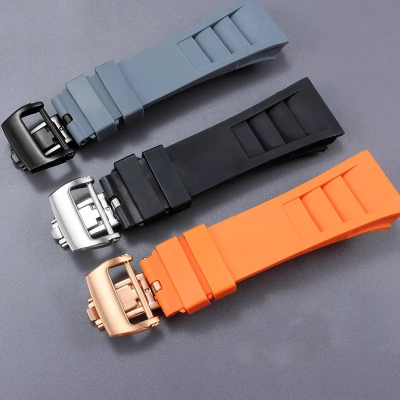 25-20mm New Soft Nature Silicone Rubber Watchband  Rubber Watchband For Richard Mille strap for RM011 Mille Bracelet watch band