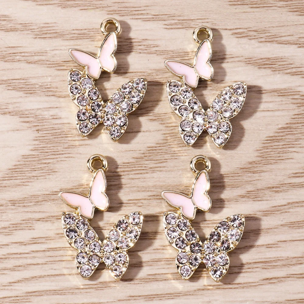 10pcs Brilliant Clear Crystal Butterfly Charms