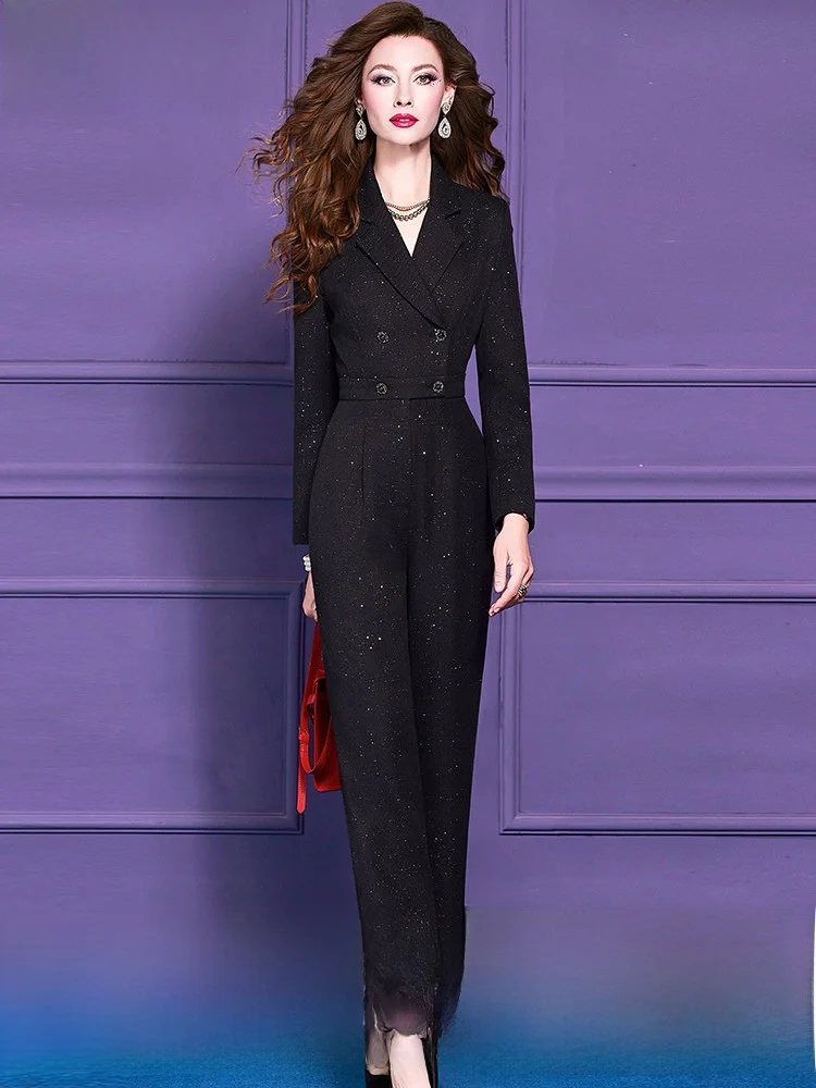 

Женские брюки-комбинезон Bla Suit: профессиональные широкие брюки с высокой талией для офиса, зимняя мода