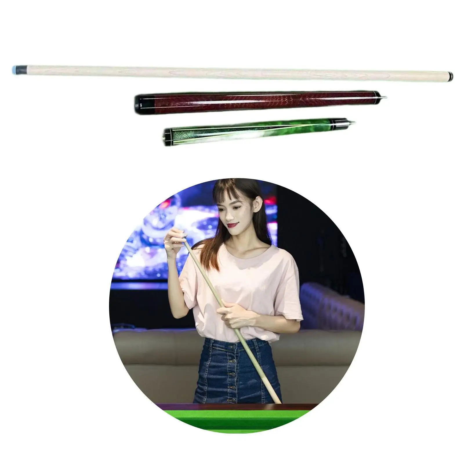 

Pool Stick Break Jump Cue Three Section 55 inch, Punch Cue Wooden Billiard Cue Billiard Pool Cue for Pool House Game Starters