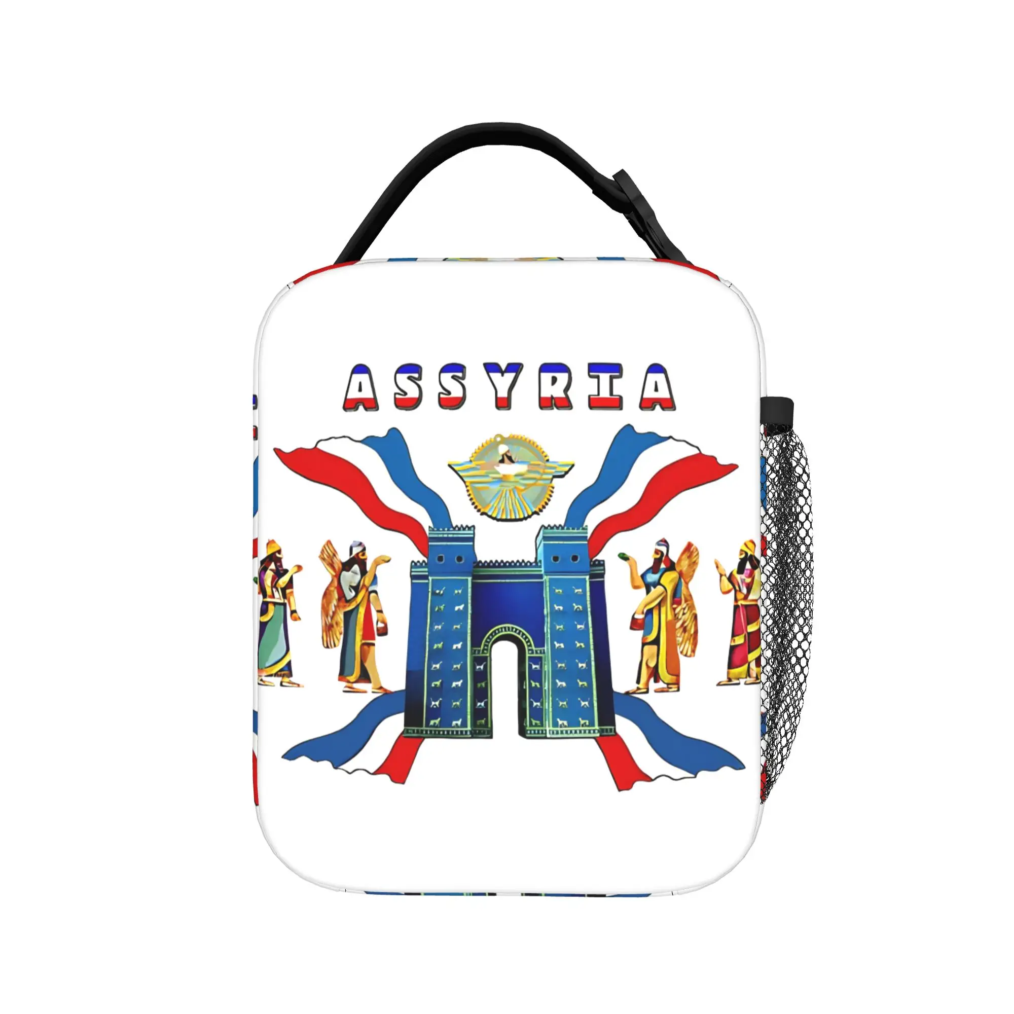 Assyrian Flag  Lunch Bag  Fun Lunch Box School Portable Zipper Thermal Tote Handbags For Women Oxford Custom Cooler Bag
