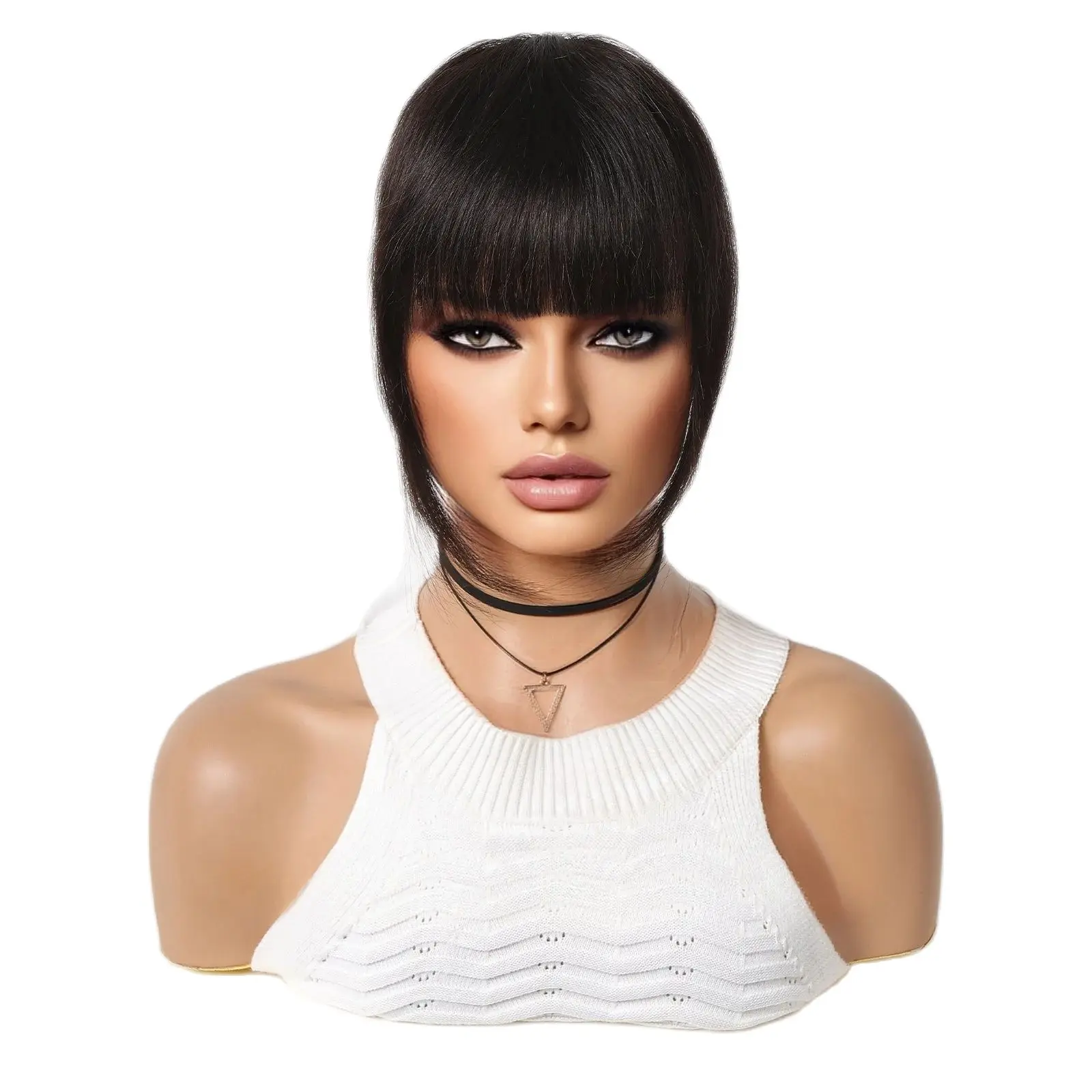 100% Remy Human Hair Fringe Bangs Clips in Natural Black Human Hair 3D Air Fringe Bangs Hairpieces dla kobiet z przerzedzającymi się włosami — zdjęcie 2