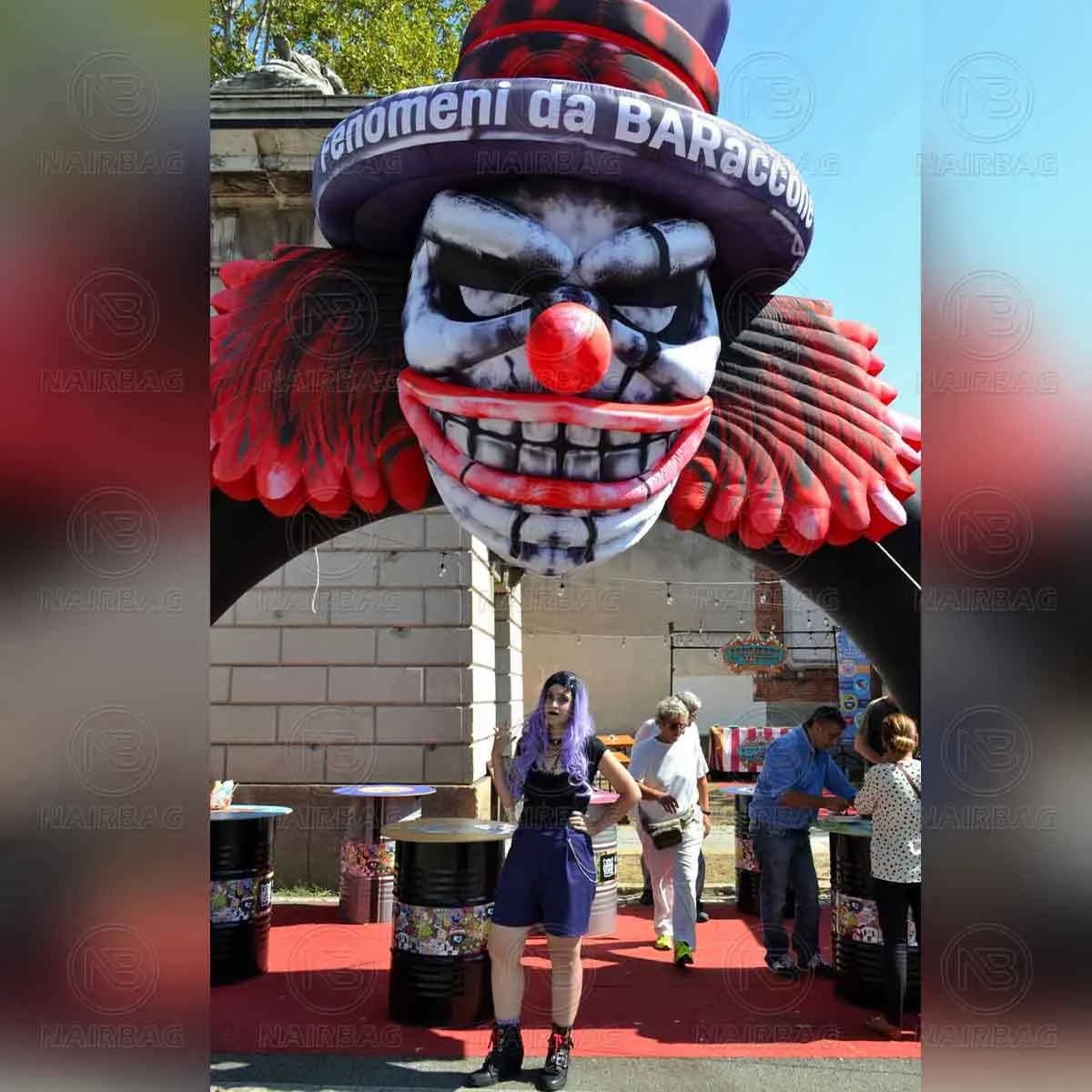 Arc de Clown de cirque gonflable, arc de Joker effrayant d'halloween, tente Tunnel de Clown pour décorations effrayantes