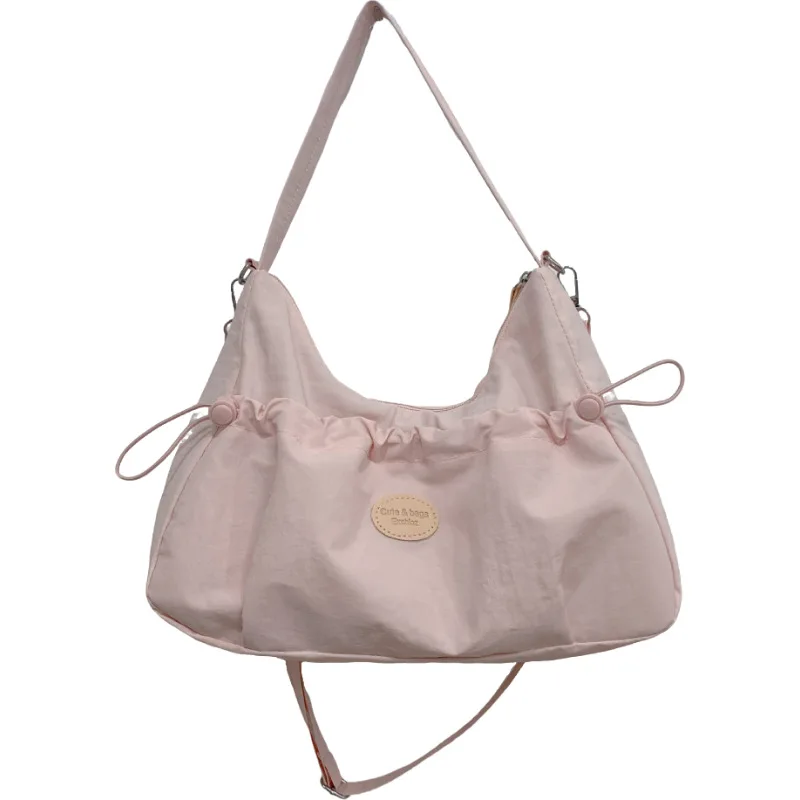 

Japanese-style lightweight pleated crossbody bag for women, casual drawstring shoulder bag, versatile for daily commuting and wa