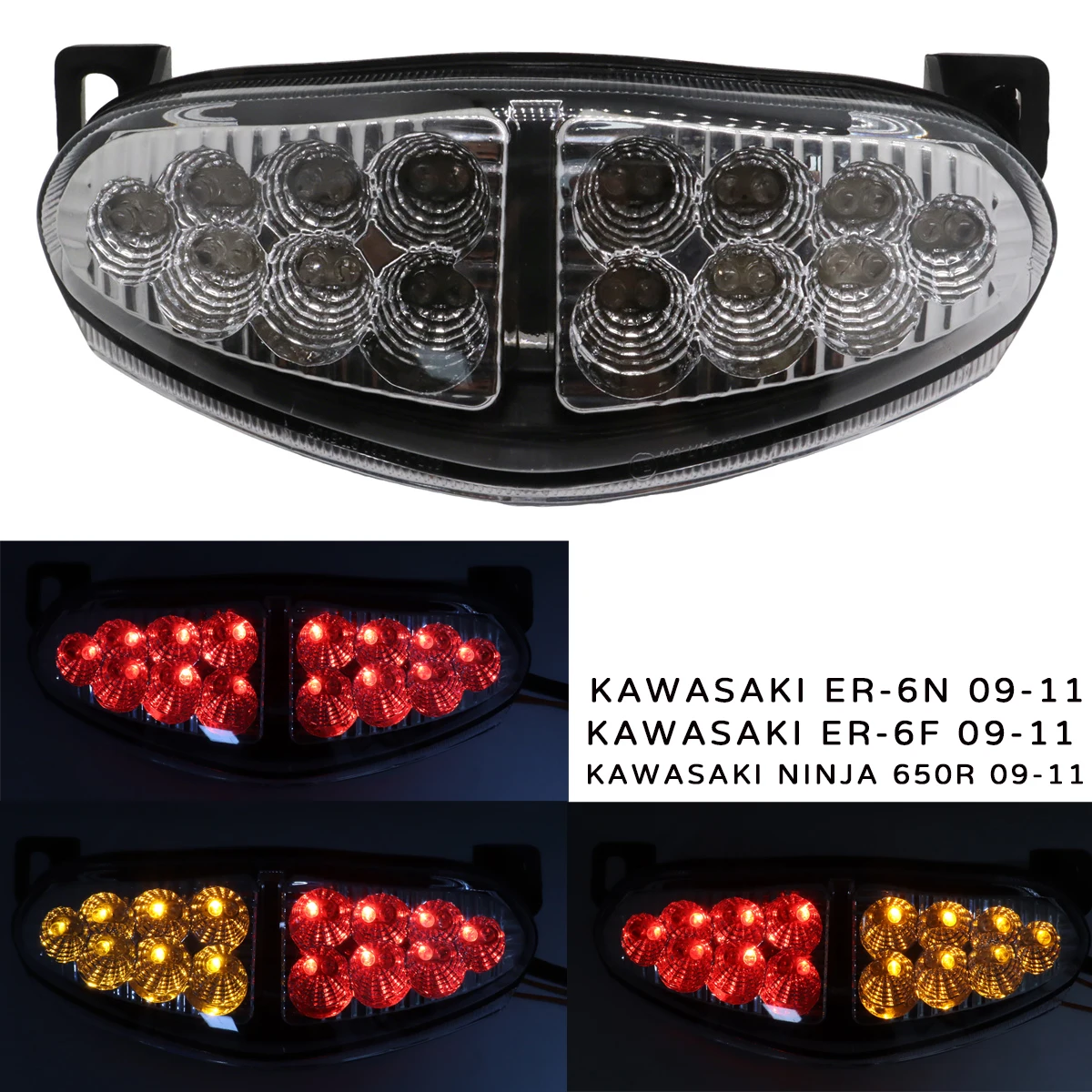 For Kawasaki Ninja 650R ER6N ER-6N ER6F 2009 2010 2011 LED Taillights Rear Tail Brake Turn Signal Lamp Light Motorbike ER6 N/F B