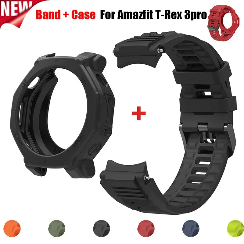 Pulseira de silicone + capa para huami amazfit T-REX 3 pro pulseira smartwatch para amazfit T-rex3 pro 48mm pulseira