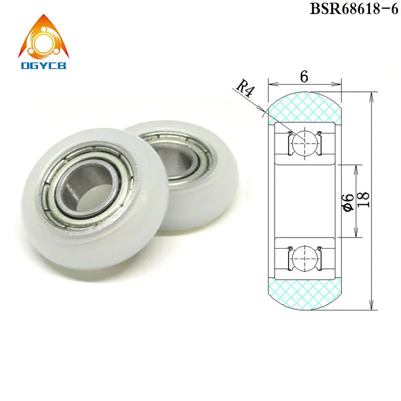 

4pcs 6x18x6 Polyformaldehyde Bearing Roller BSR68618-6 18mm Diameter Aluminum Profile POM Guide Wheel 6*18*6 3D Printer Pulley