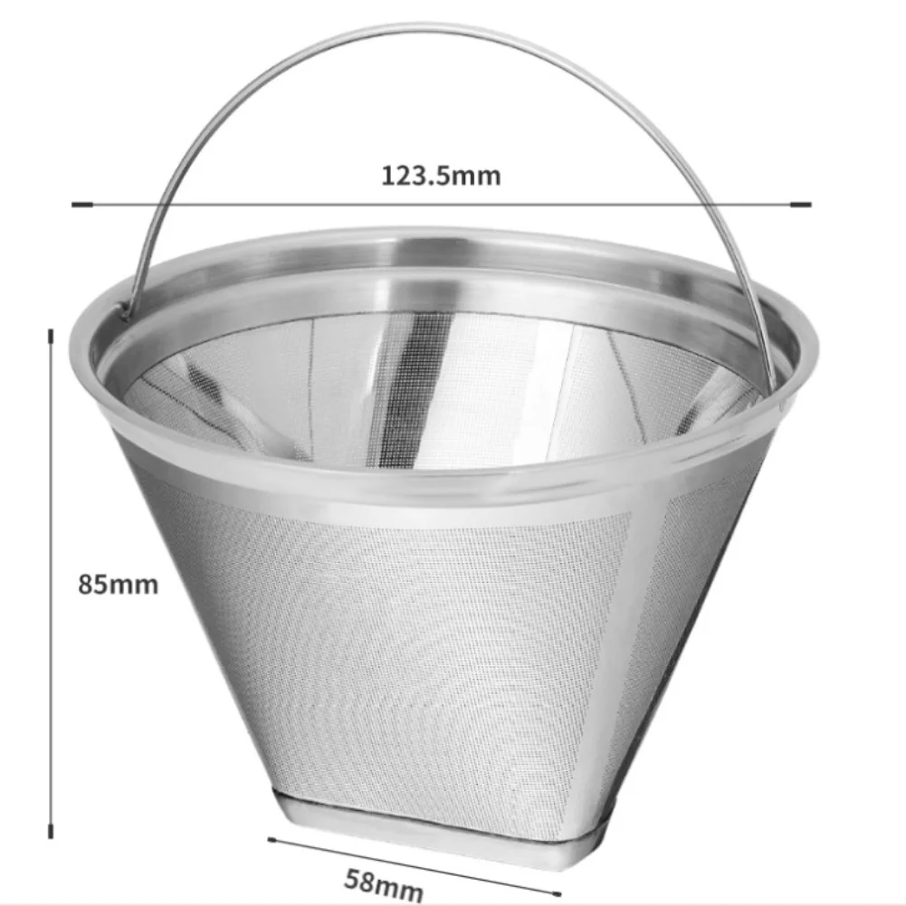 Fine Stainless Steel Mesh Coffee Filter Screen Compatible with Standard Coffee Makers 11 8.5 6.5 cm Silver Finish
