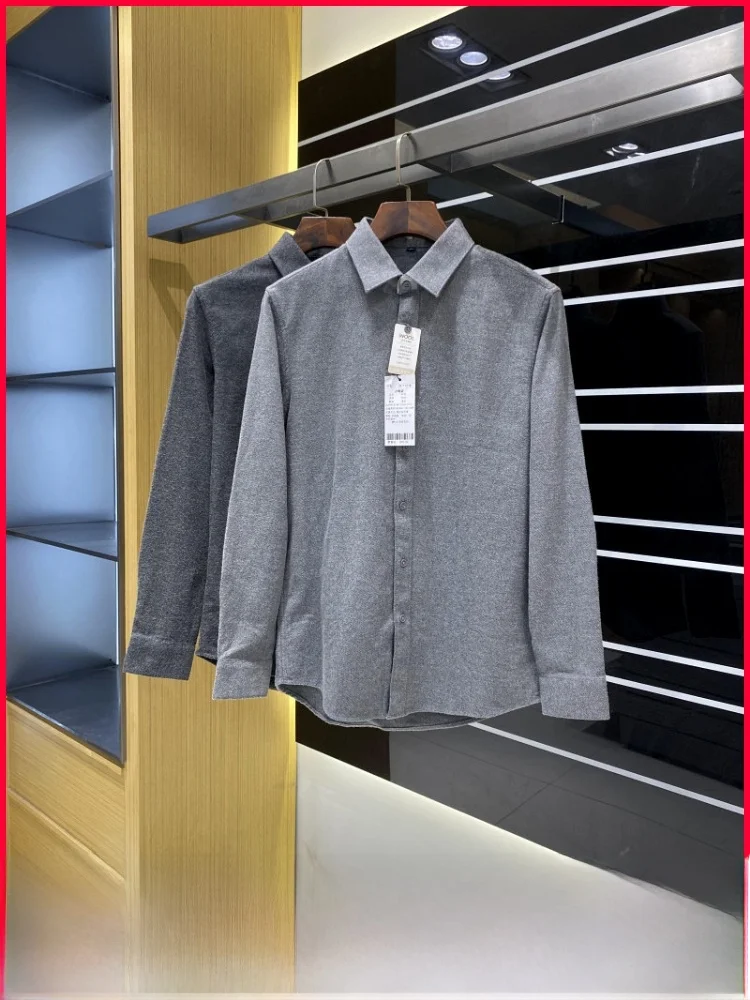 

High-End Wool Blend Long Sve irt Double-Sided Brued Skin-Friendly Men's Busin Casual Breathable Faionable irt