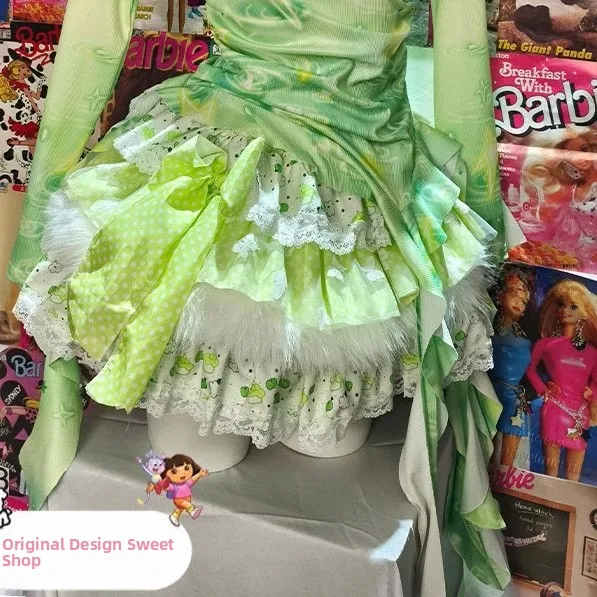 手作り Y2K オリジナル スイート オプ ドーパン プリント スリミング サ ロング スヴェ パフィー ケーキ ふわふわ スカート レディース 秋 ファッション