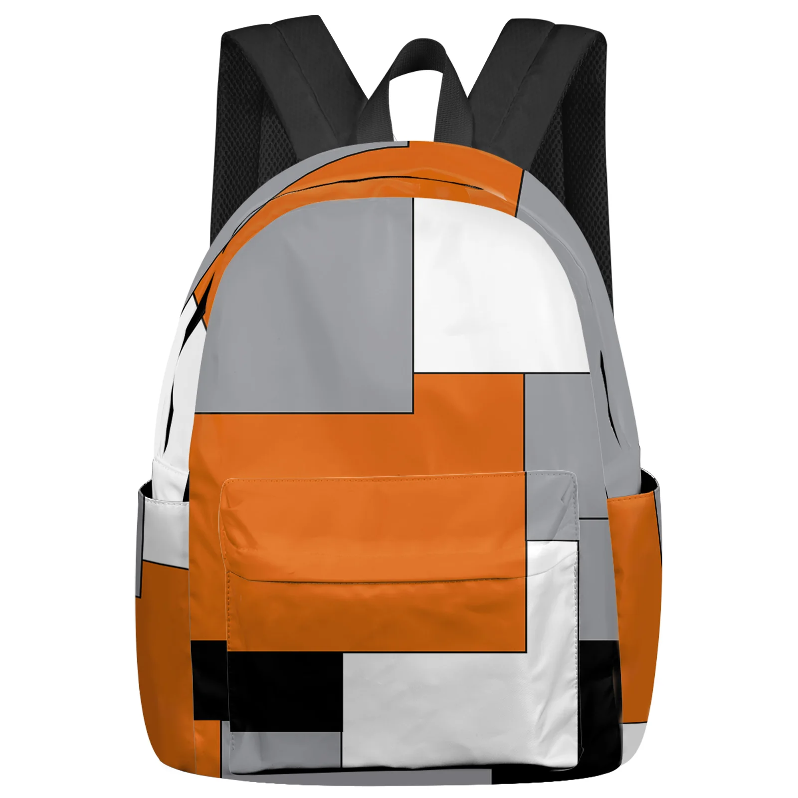 

Orange Black Patchwork Abstract Art Backpacks Teenagers Student School Bags Laptop Backpack Men Women Female Travel Mochila