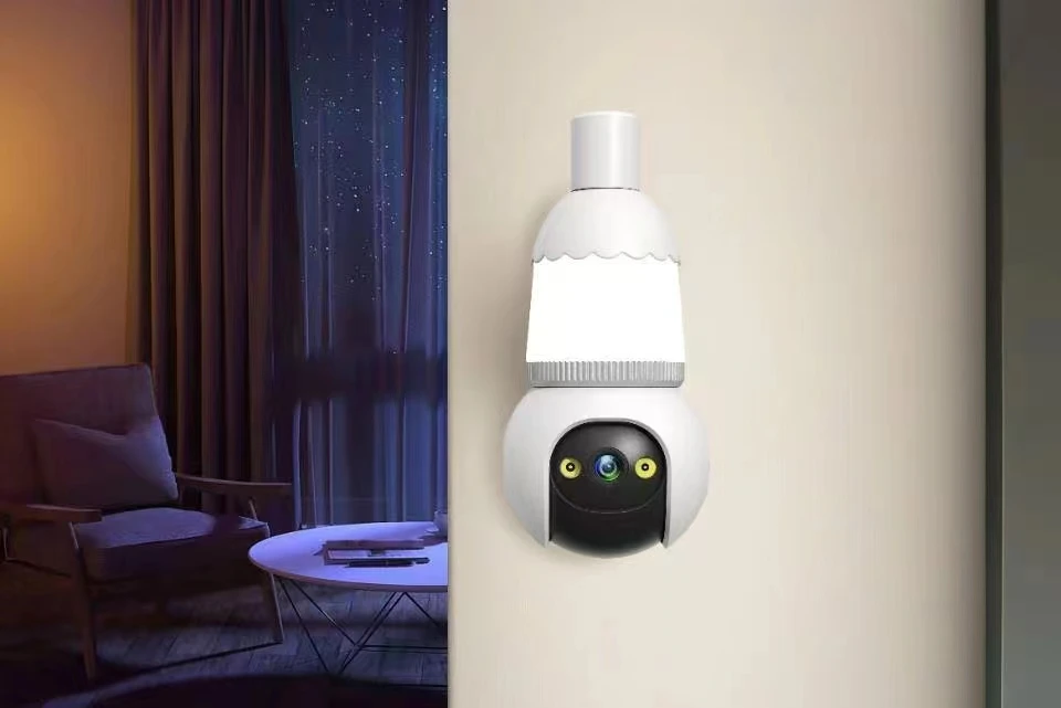 2MP 1080P V380Pro APP Night Lamp E27 Full Color Wireless IP Camera AI Humanoid Detection Home Security CCTV Baby Monitor