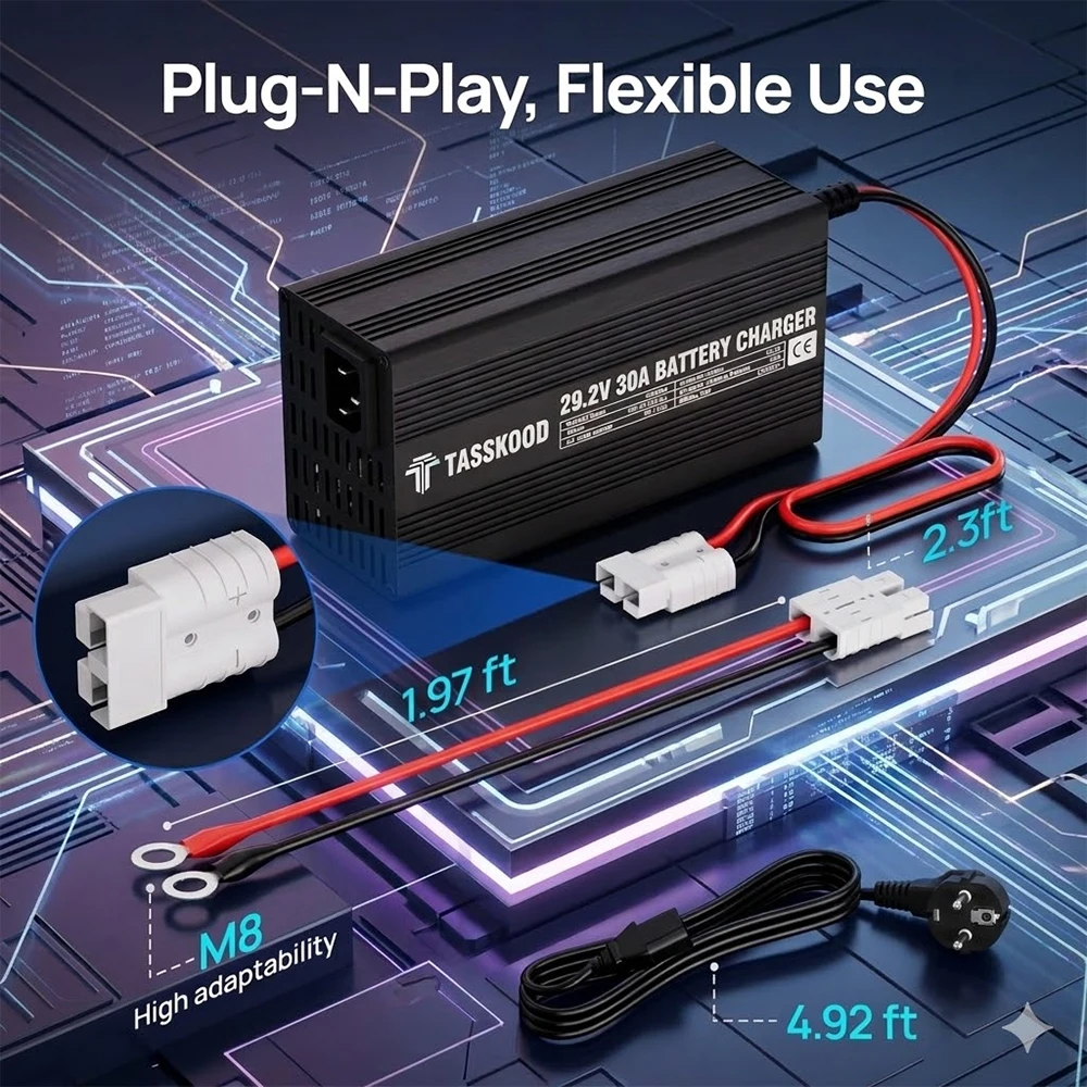 29.2V 30A LiFePO4 리튬 철 인산염 배터리 충전기 24V 8S LiFePO4 딥 사이클 충전식 배터리용으로 설계됨