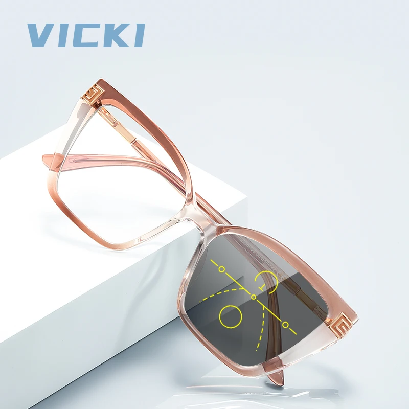 

VICKI женские солнцезащитные очки-бабочки в большой оправе, персонализируемые очки по рецепту с защитой от синего света, фотохромные мультифокальные PFD2260