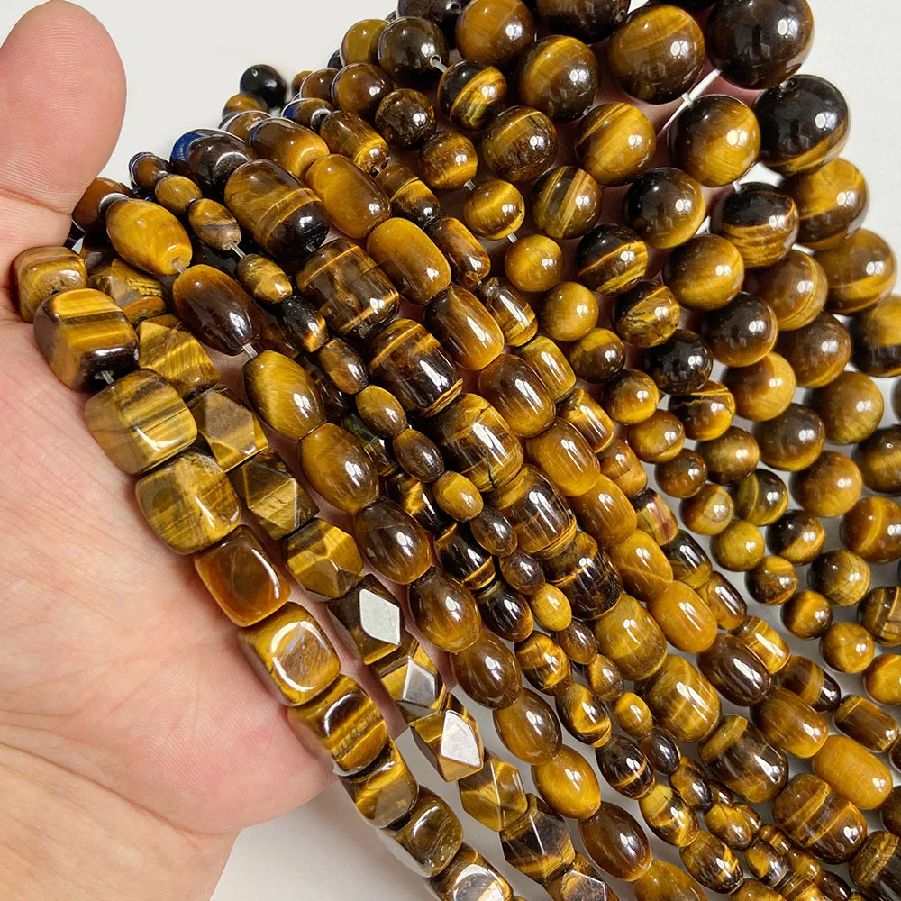 Natural Yellow Tiger Eye Stone Beads Round Irregular Loose Spacer Bead for Jewelry Making Necklace Bracelet Earrings Accessories