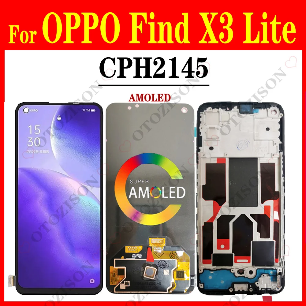 Dla OPPO Find X3 Lite LCD z ramką CPH2145 Wyświetlacz LCD Ekran Dotykowy Czujnik Digitizer Zespół Find X3 Lite Wymiana lcd