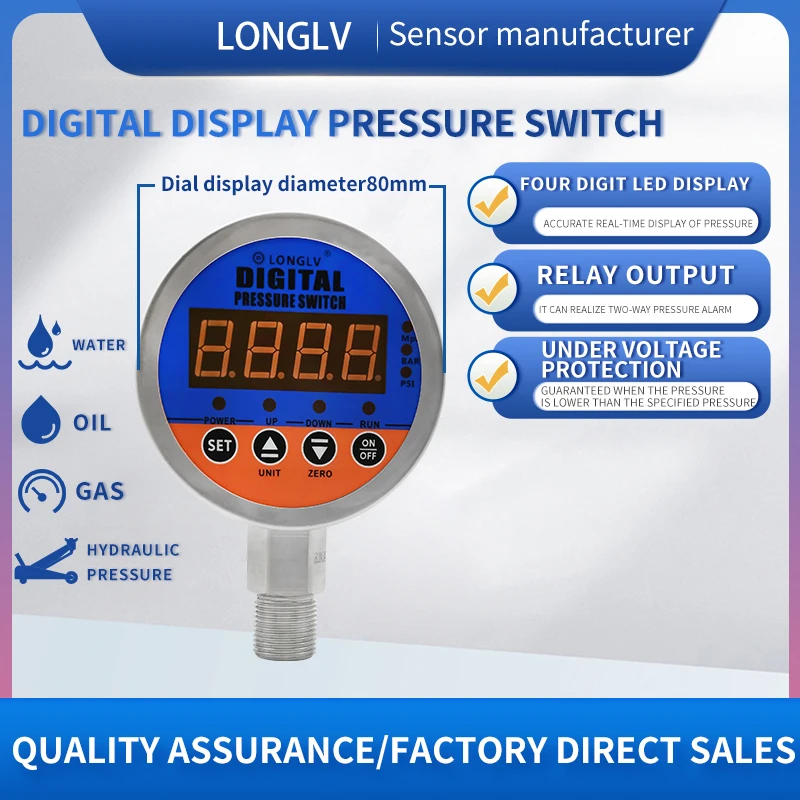 

LONGLV YL-813E Digital display pressure switch hydraulic hydraulic hydraulic hydraulic pneumatic switch