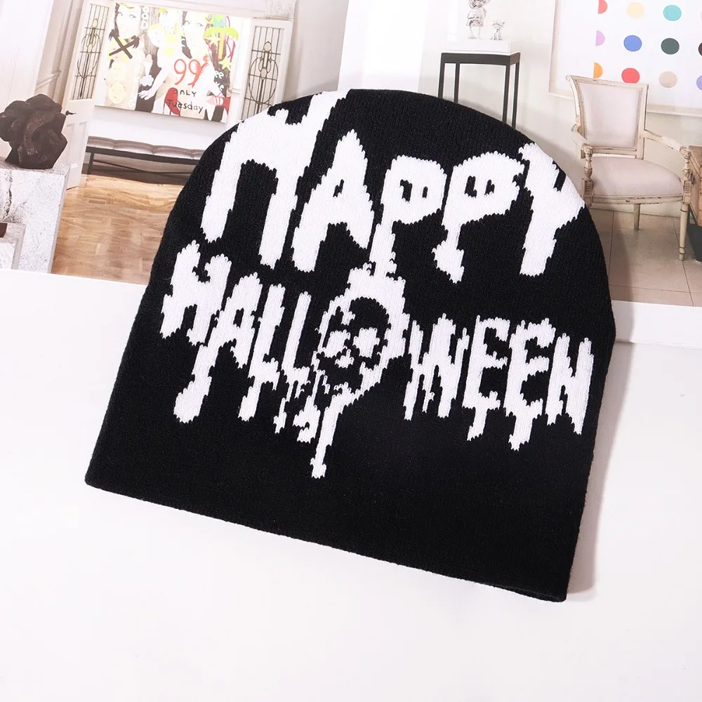 

2025 Winter Beanie Y2K Skull Pattern Jacquard Knitted Hat Autumn and Winter Personalized Trendy Outdoor Street Warm Hat Fashion